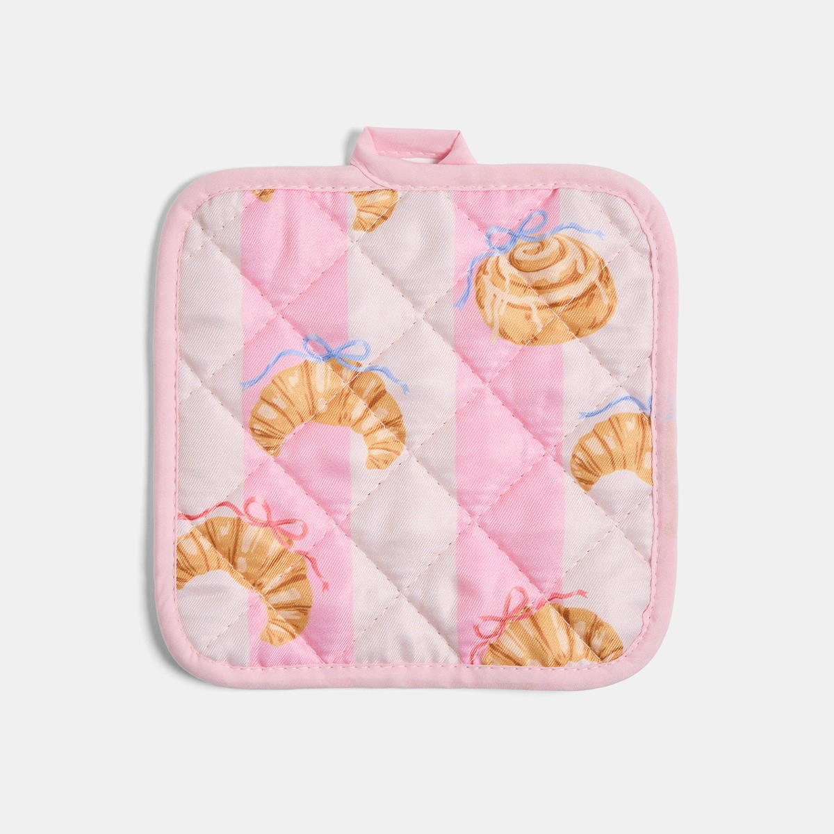 OHS Croissant Print Oven Mit & Pot Stand Set - Pink/White>