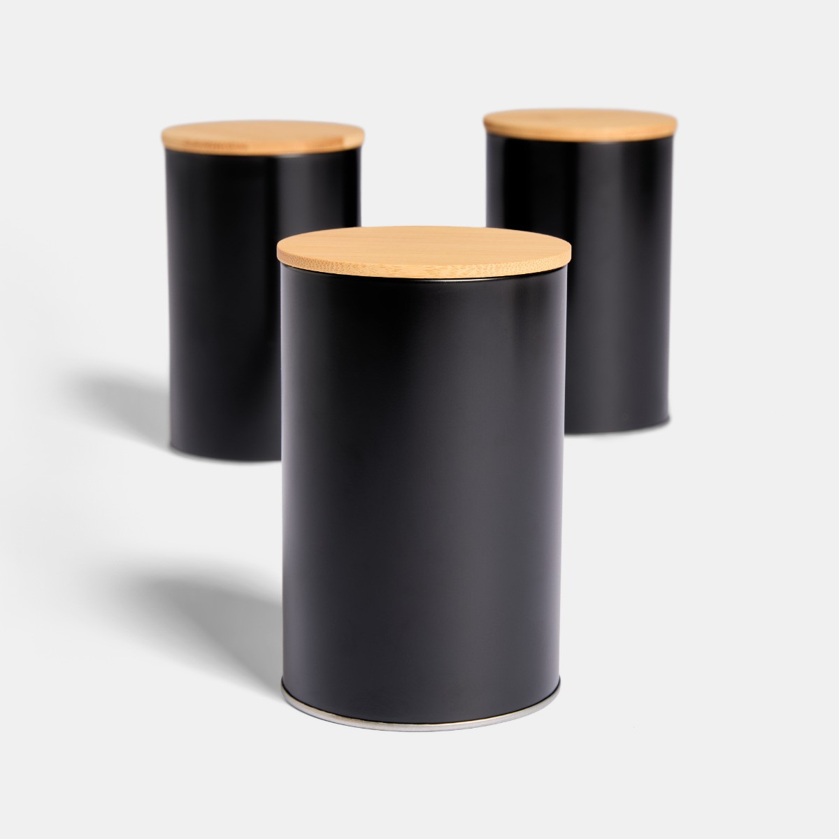 OHS Bread Bin and Canister Set - Black>