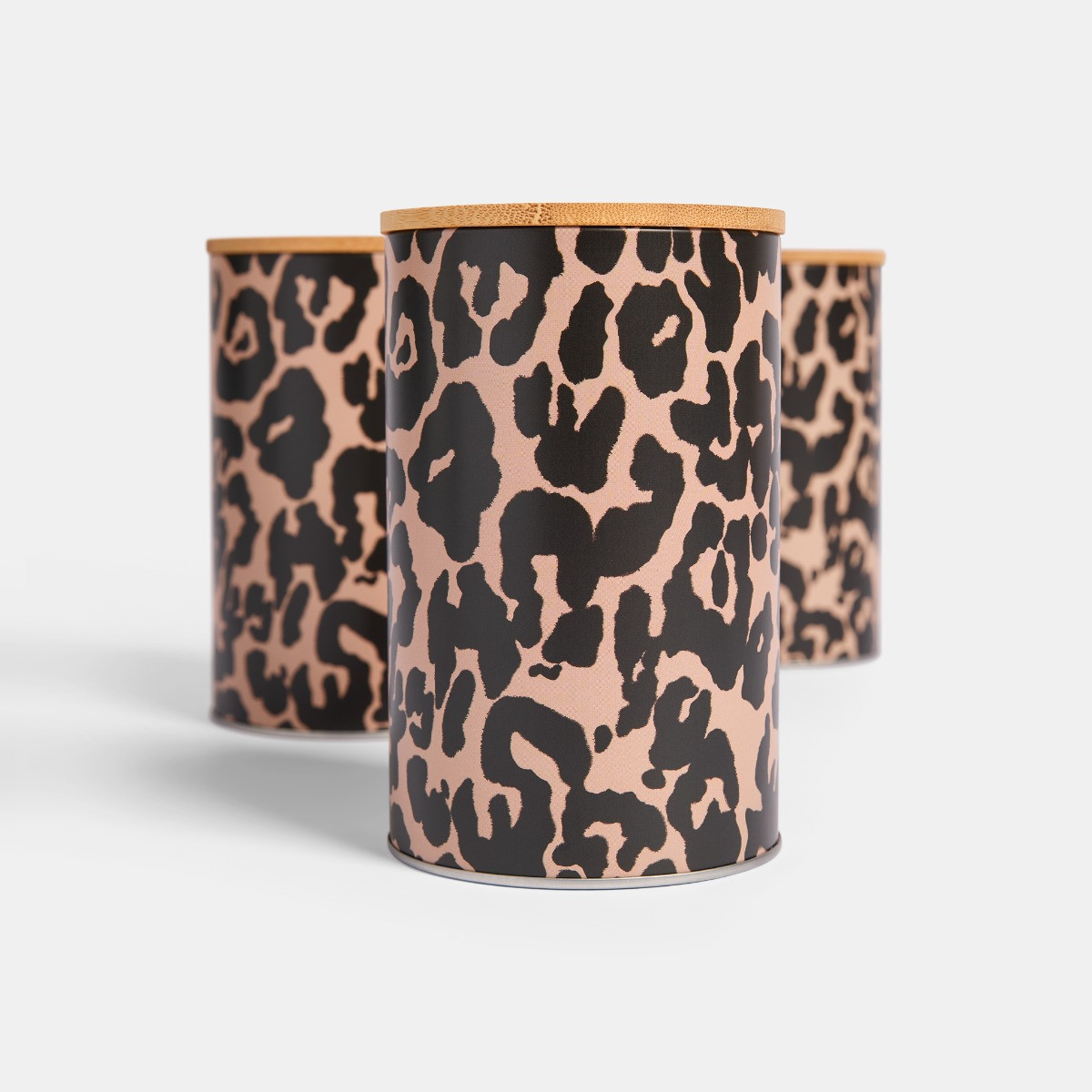 OHS Leopard Print Bread Bin and Canister Set - Brown>