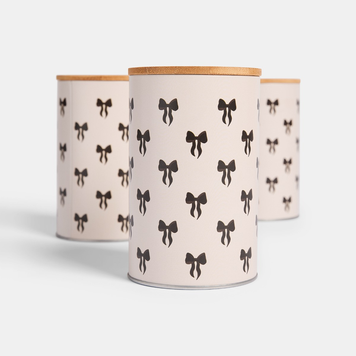 OHS Bow Print Bread Bin and Canister Set - Monochrome>