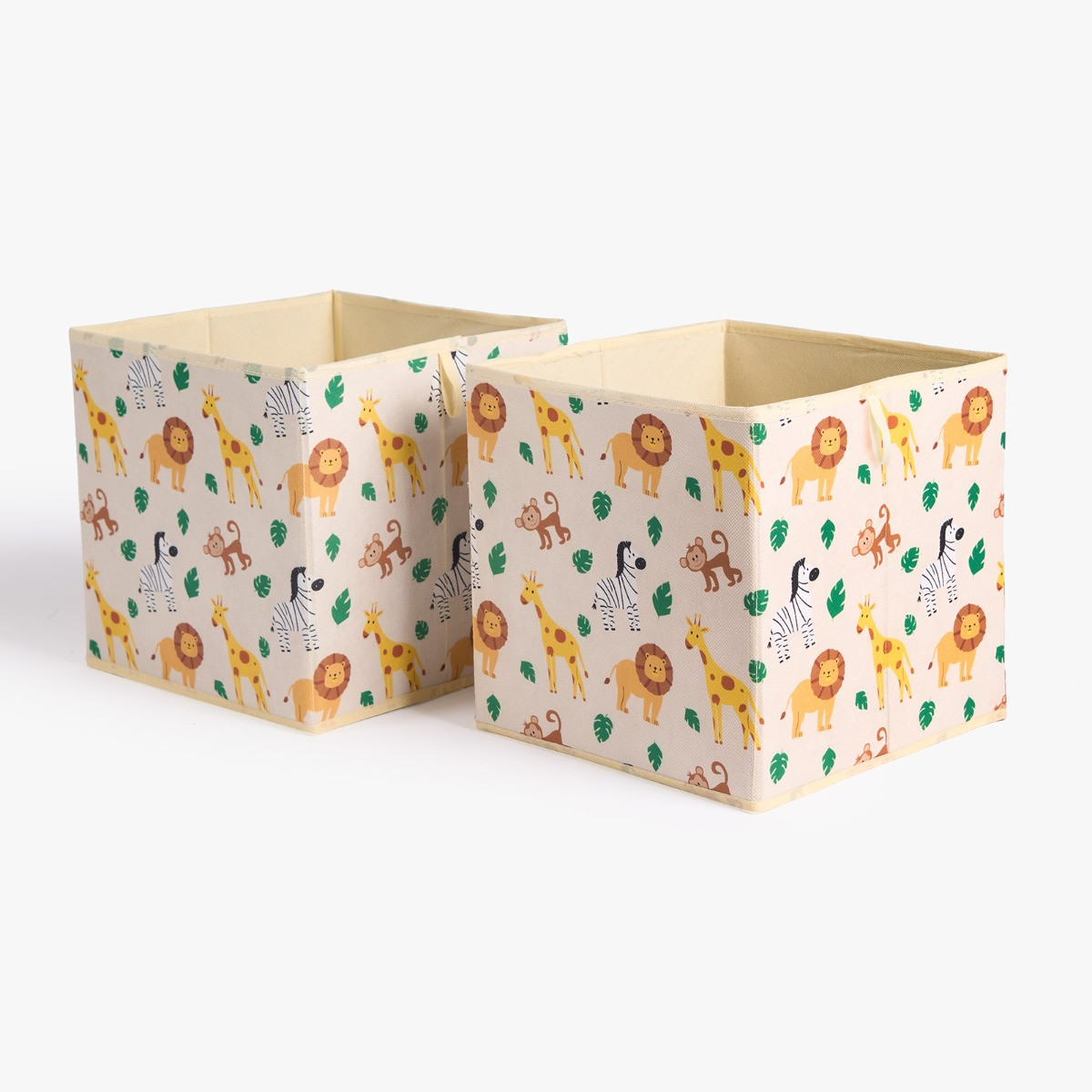 OHS Safari Print Cube Storage Boxes, Natural - 2 Pack>