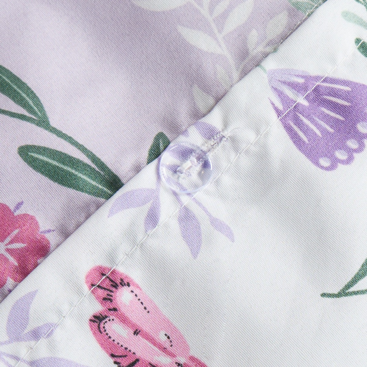 OHS Kids Ballerina Print Reversible Duvet Cover Set - Lilac/White>