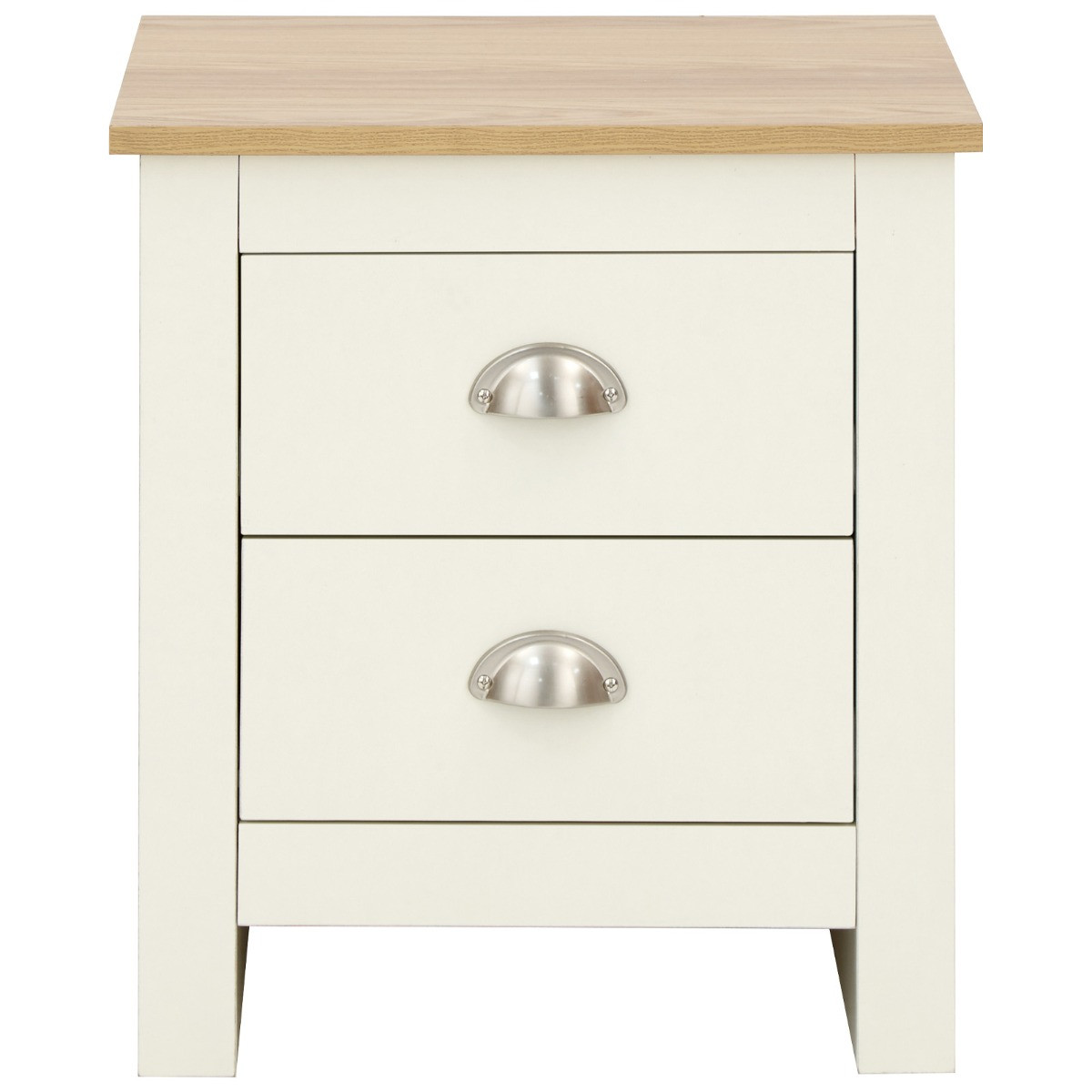 Lancaster 2 Drawer Bedside Table - Cream>
