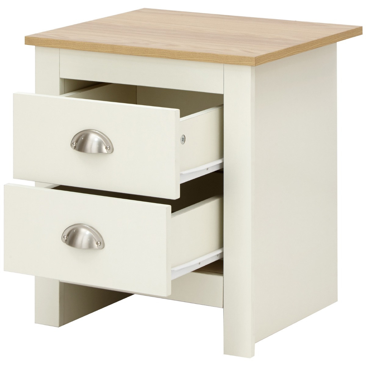 Lancaster 2 Drawer Bedside Table - Cream>