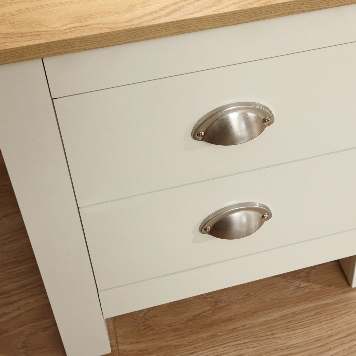 Lancaster 2 Drawer Bedside Table - Cream>