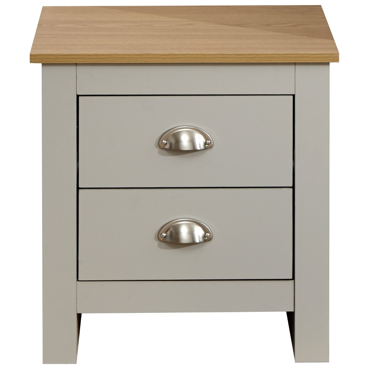 Lancaster 2 Drawer Bedside Table - Grey>