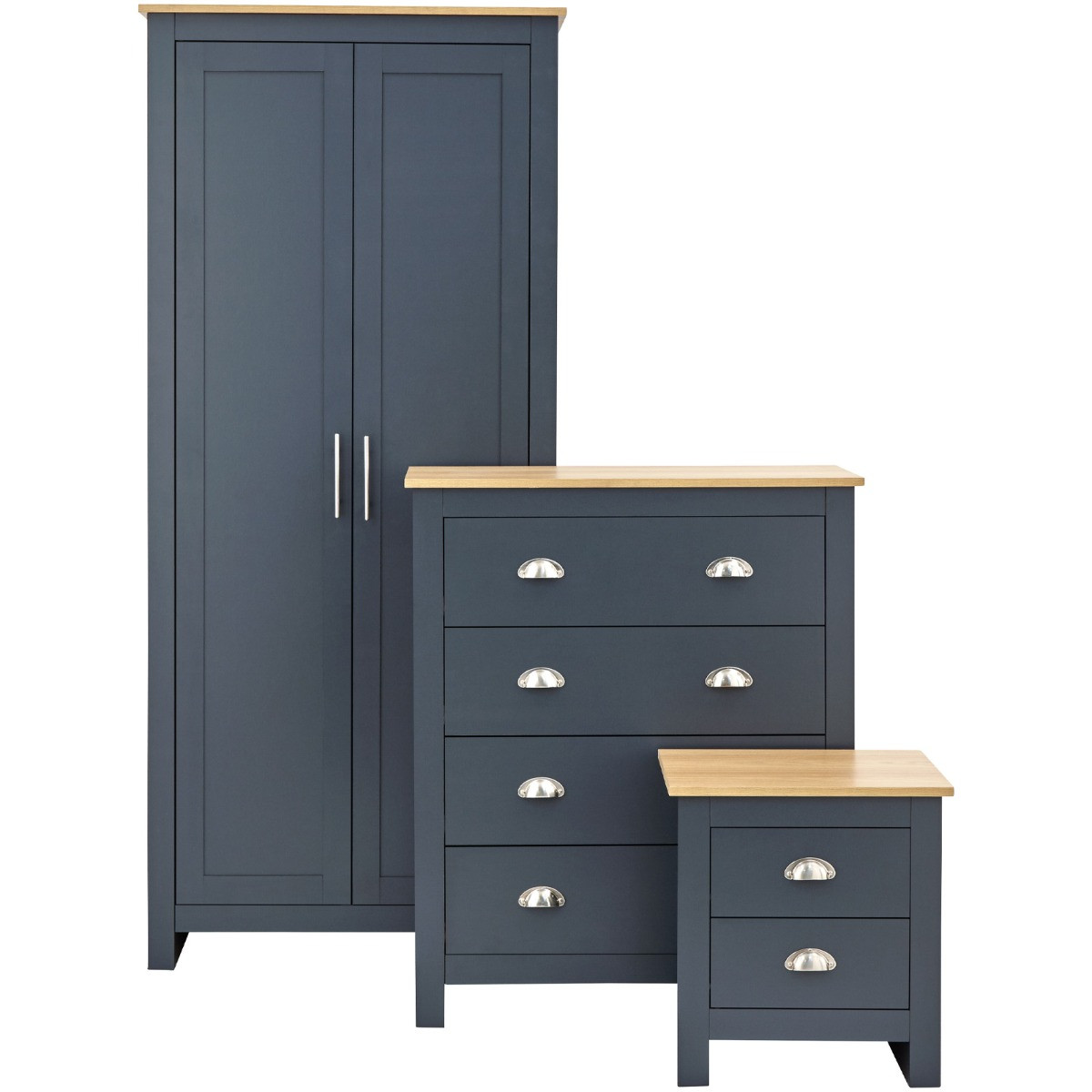 Lancaster 3 Piece Bedroom Furniture Set - Slate Blue>