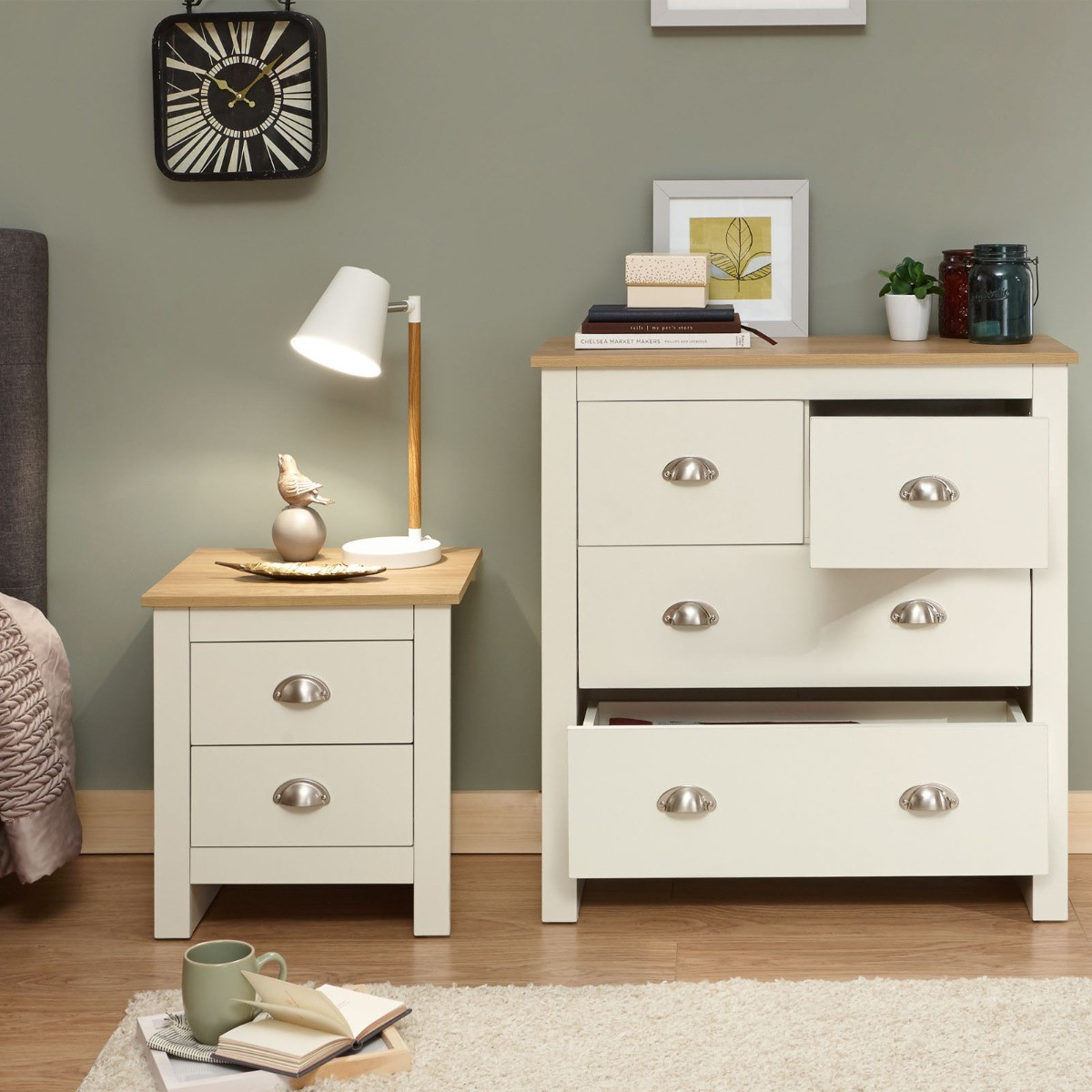 Lancaster 2+2 Drawer Chest of Drawers - Cream>