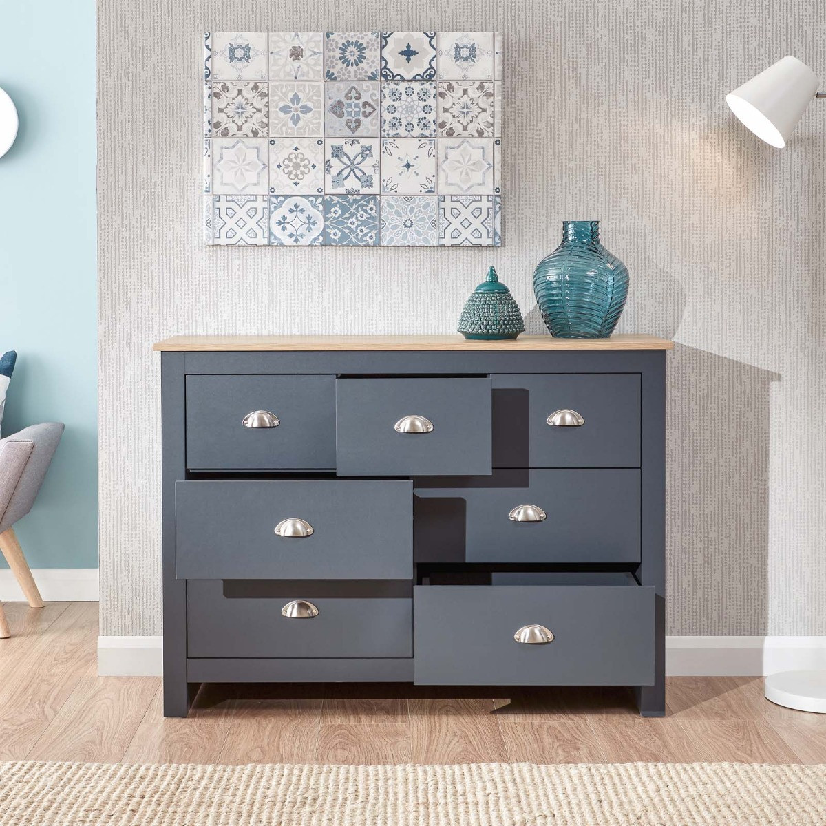 Lancaster Merchants Chest of Drawers - Slate Blue>