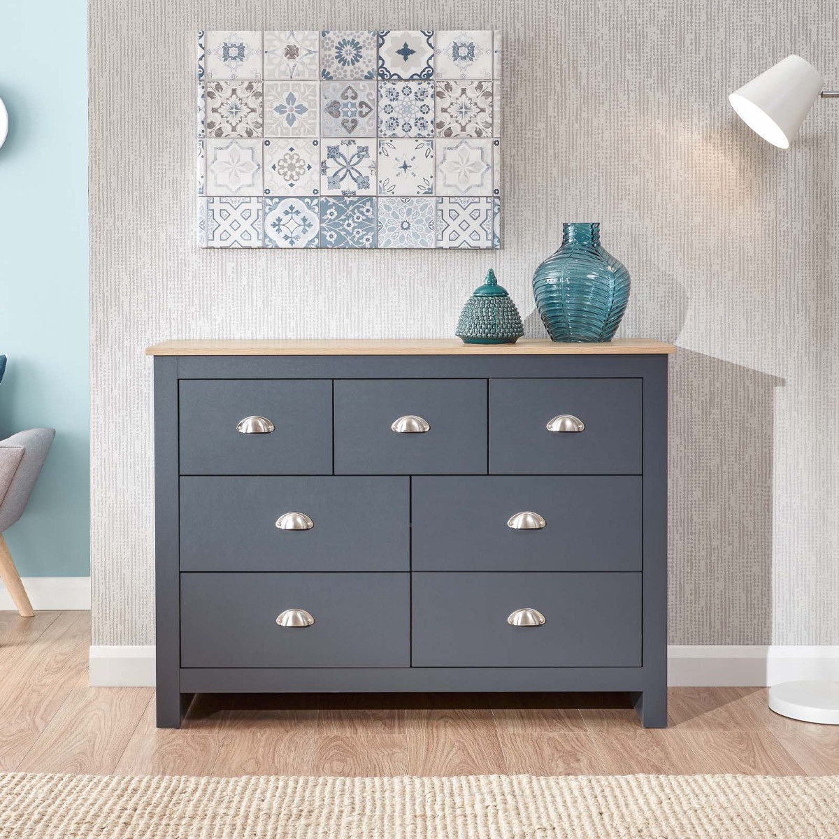 Lancaster Merchants Chest of Drawers - Slate Blue>