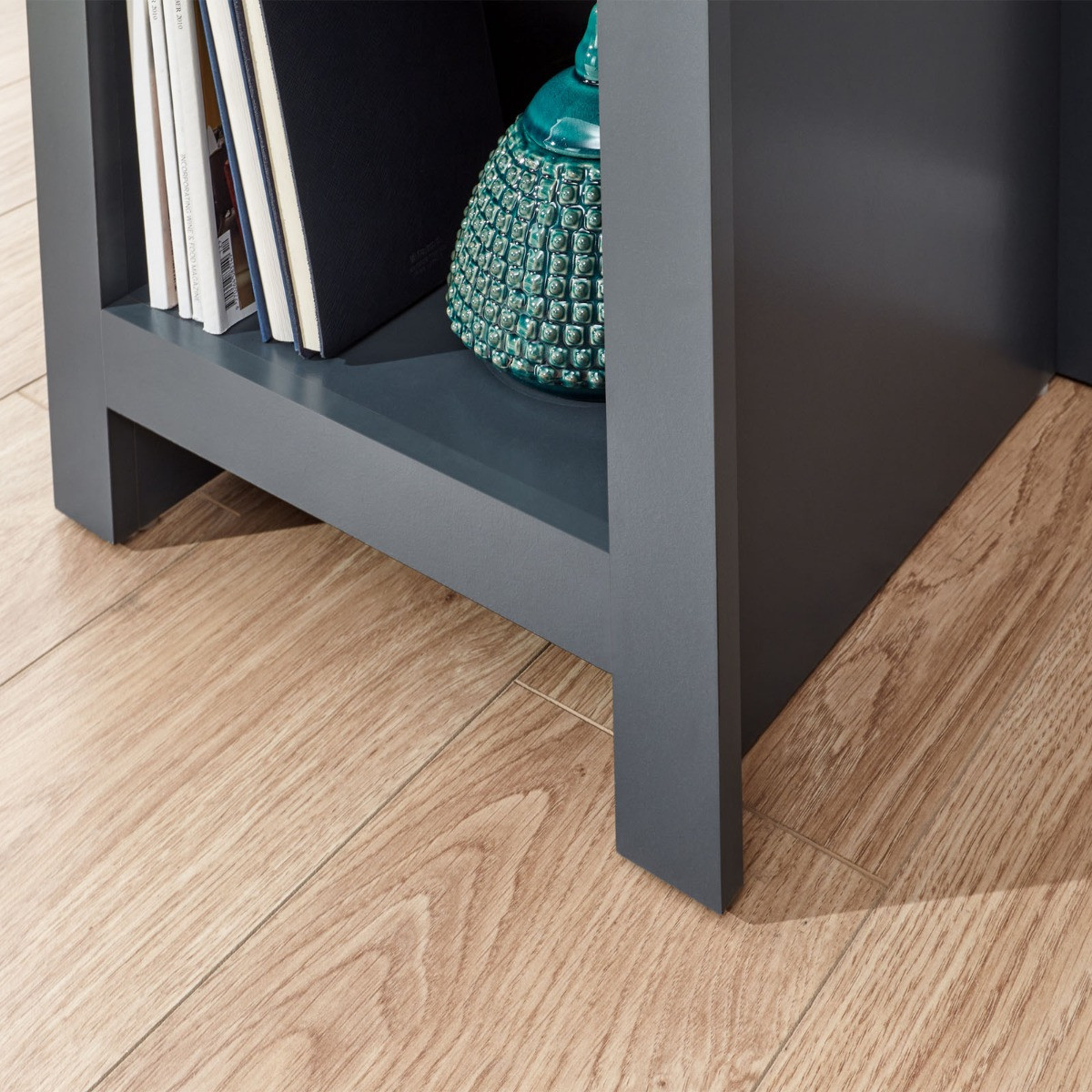 Lancaster Side Table With Shelf - Slate Blue>