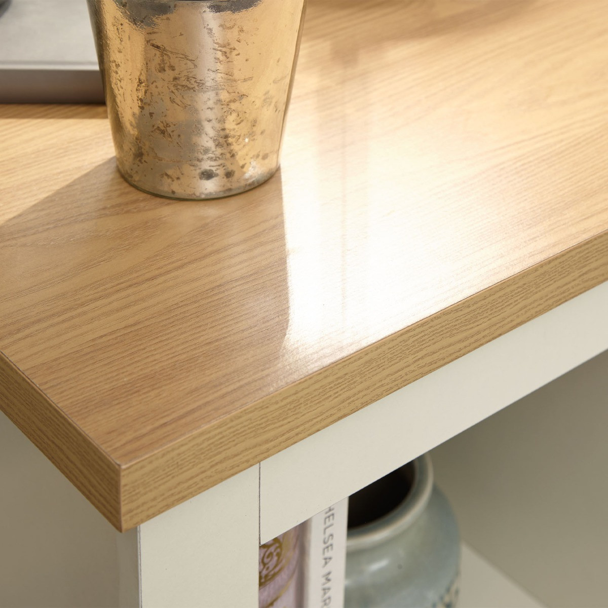 Lancaster Side Table With Shelf - Cream>