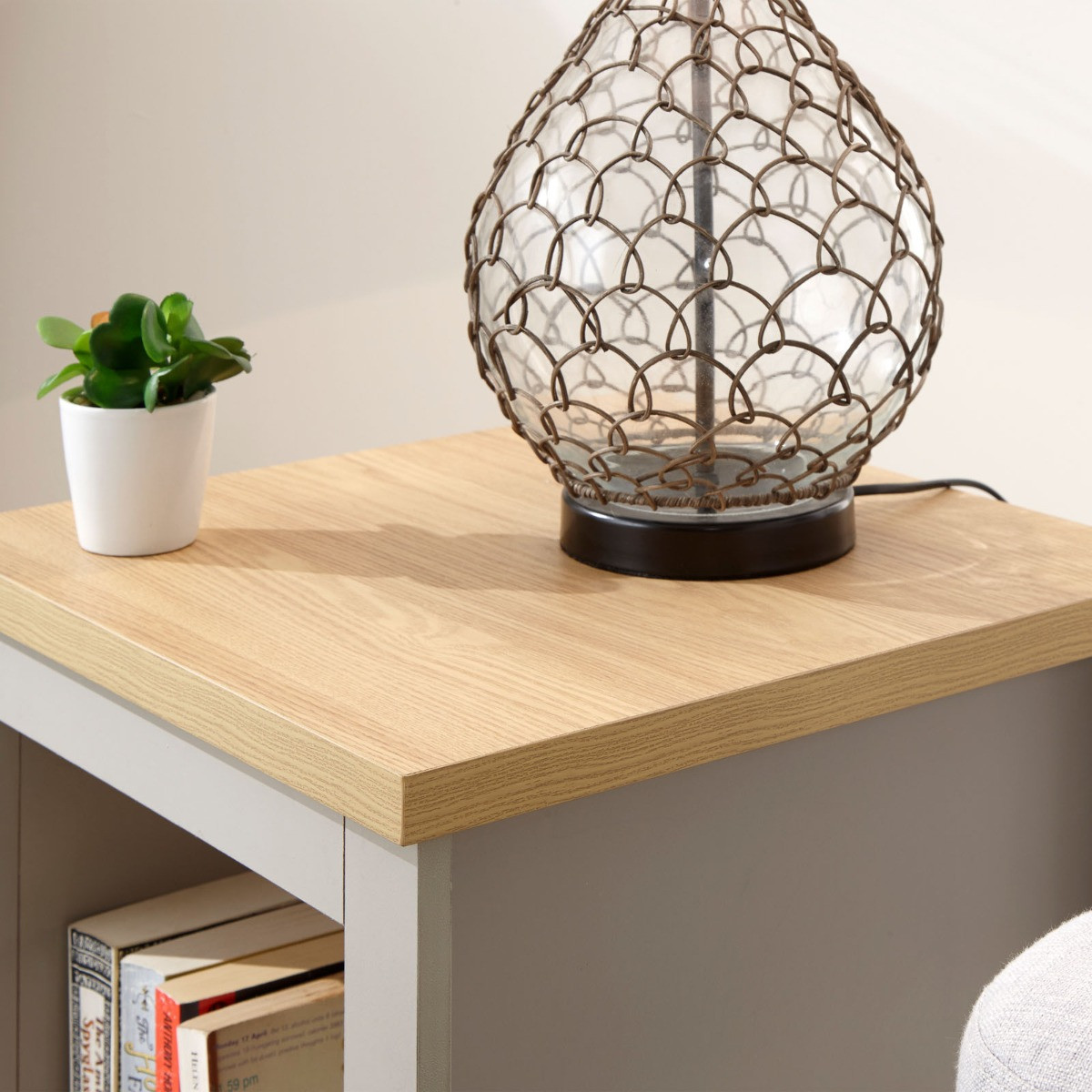 Lancaster Side Table With Shelf - Grey>