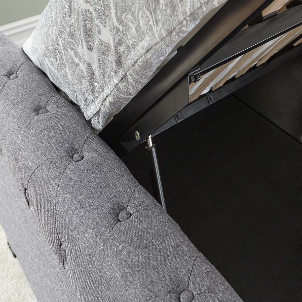 Layla Ottoman Storage Bed Charcoal Grey