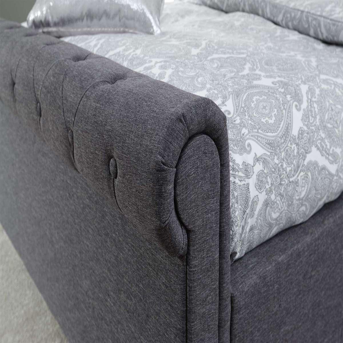 Layla Ottoman Storage Bed - Charcoal Grey>