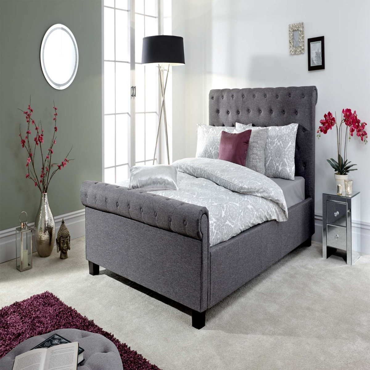 Layla Ottoman Storage Bed - Charcoal Grey>