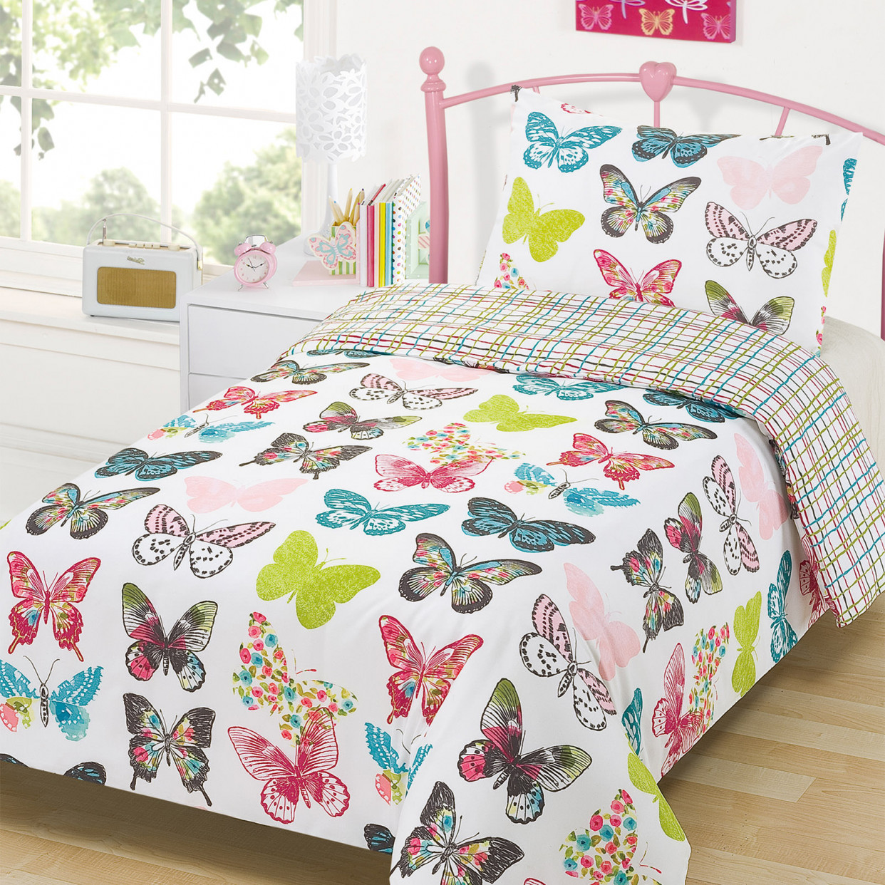 Duvet Cover with Pillow Case Bedding Set Layla Butterfly - Single>