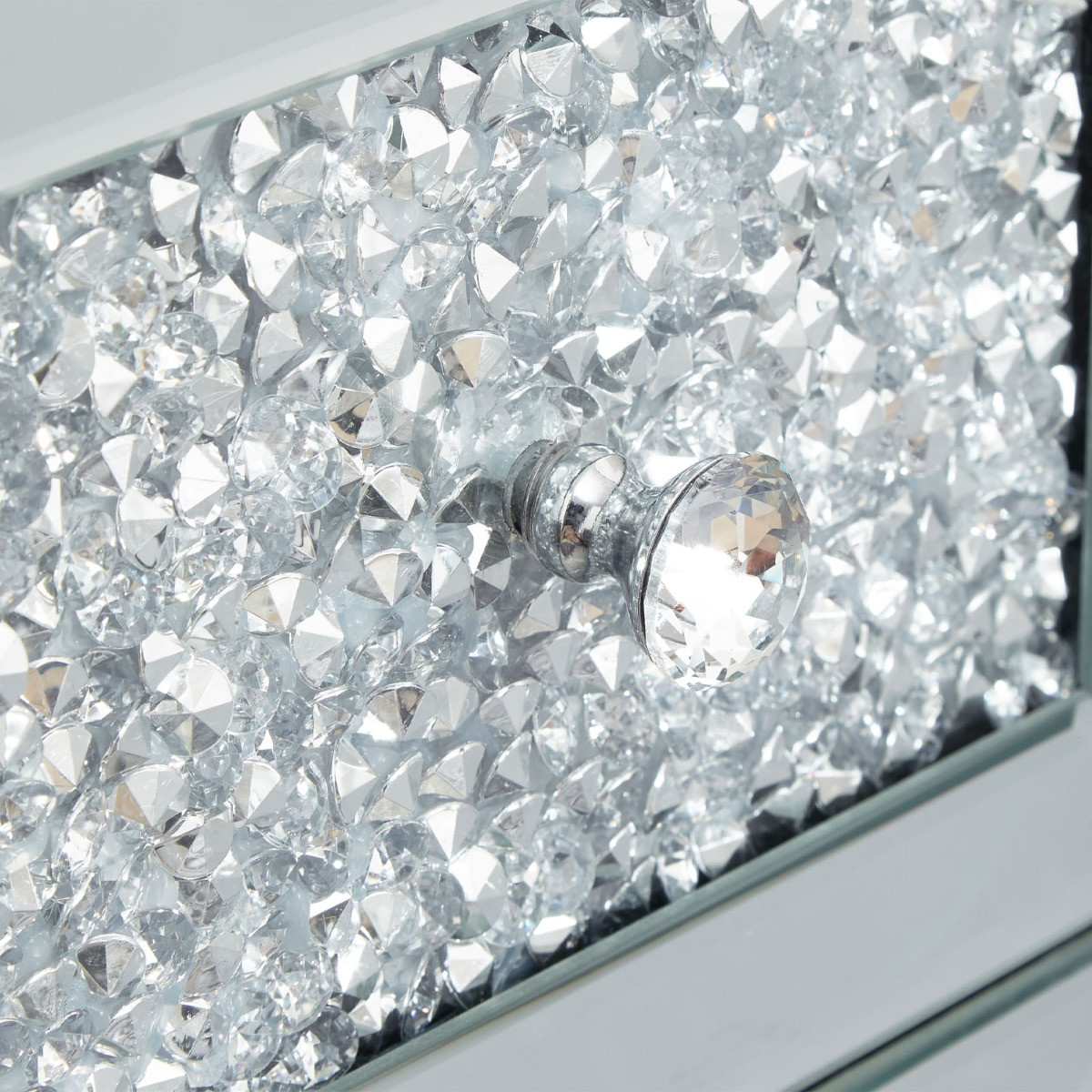 Lucia 2 Drawer Jewelled Chest Mirrored>