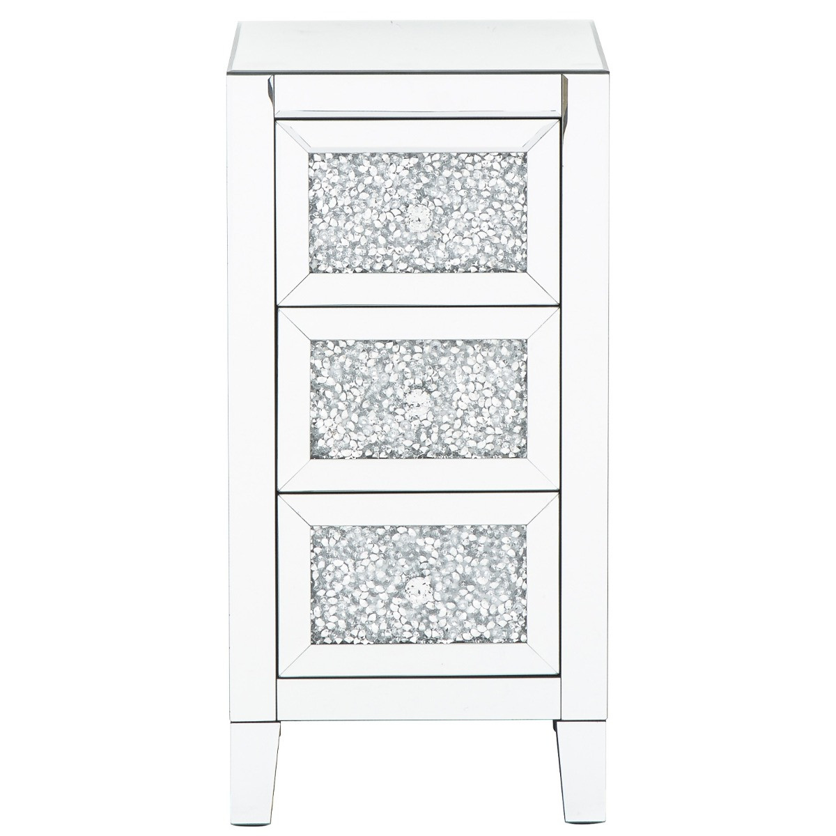 Lucia 3 Drawer Jewelled Chest Mirrored>
