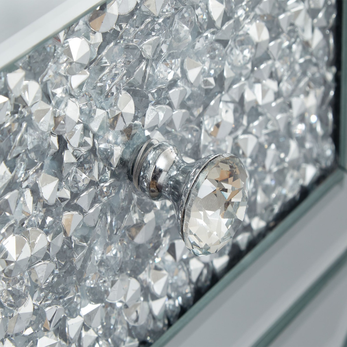 Lucia 3 Drawer Jewelled Chest Mirrored>