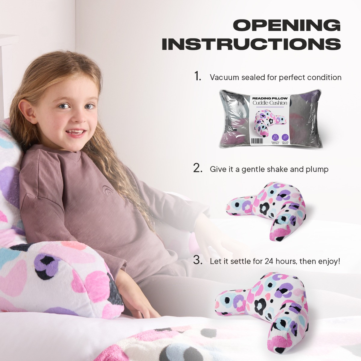 OHS Kids Leopard Fleece Cuddle Cushion - Multi>