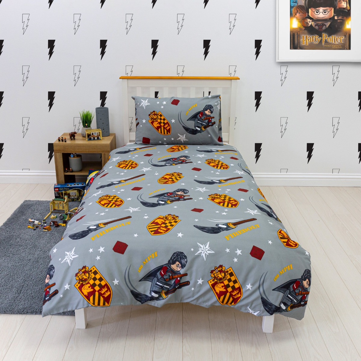 Harry Potter Lego, Gryffindor Duvet Set, Blue Single
