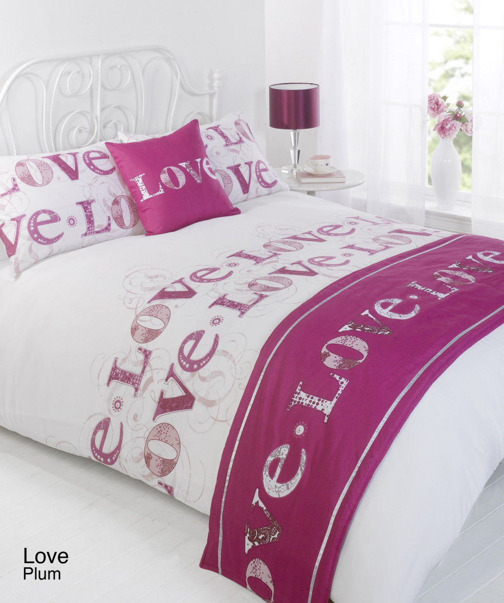Love Bed In A Bag Duvet Double Cover Set - Plum>
