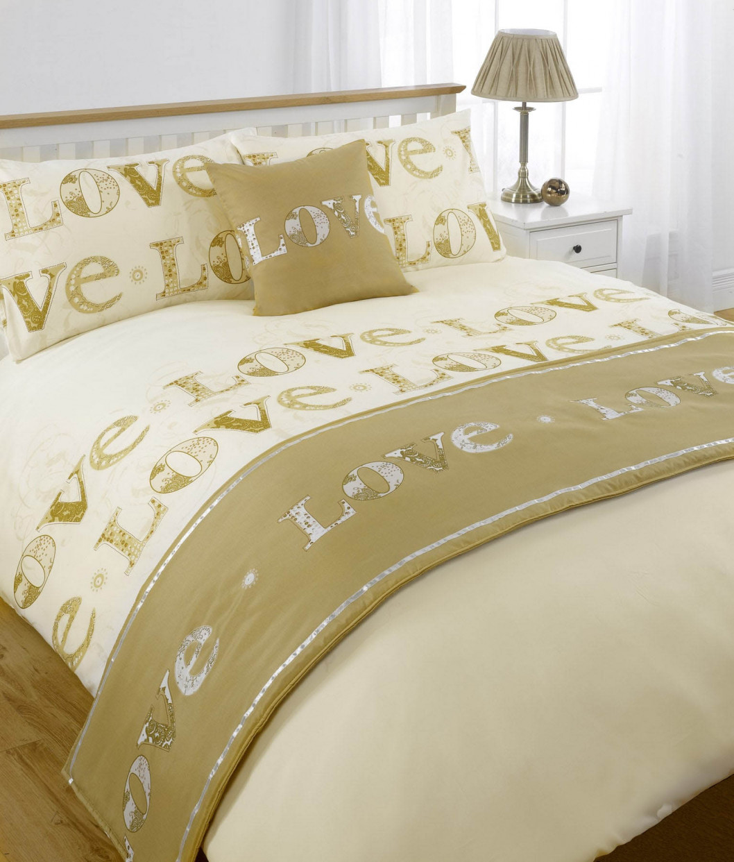 Love Bed In A Bag Duvet Cover Set - Gold>