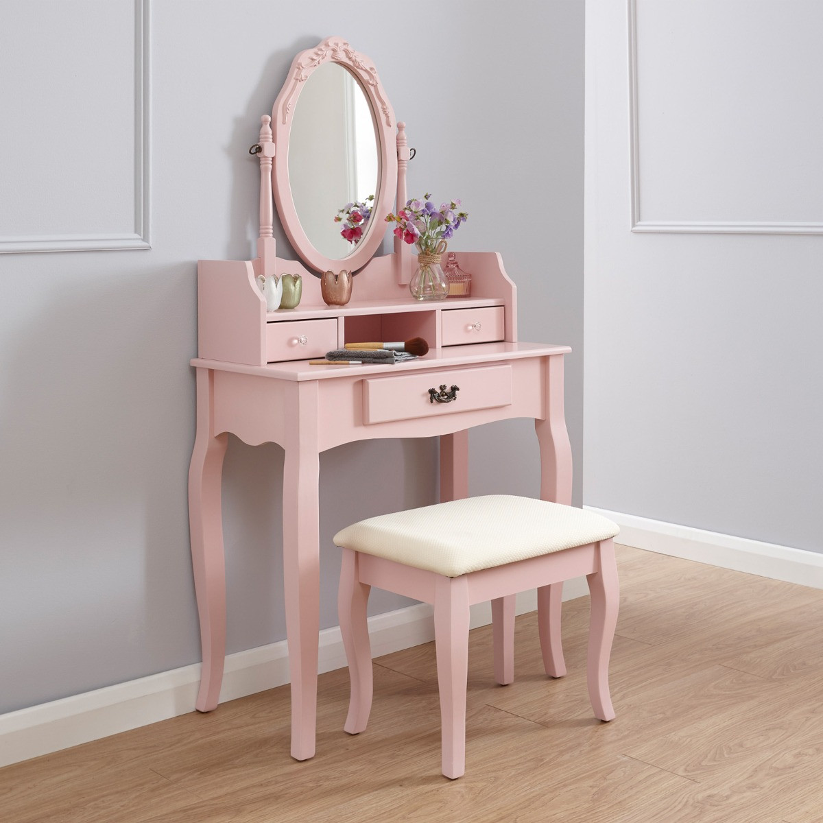 Lumberton Dresser with Stool - Dusty Pink>