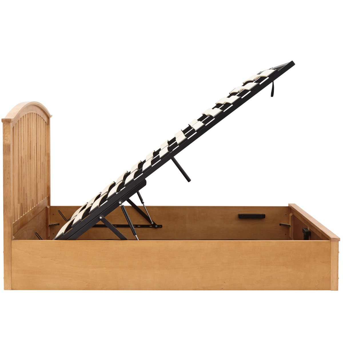 Madrid Wooden Ottoman Storage Bed, 4ft 6 Double - Oak>