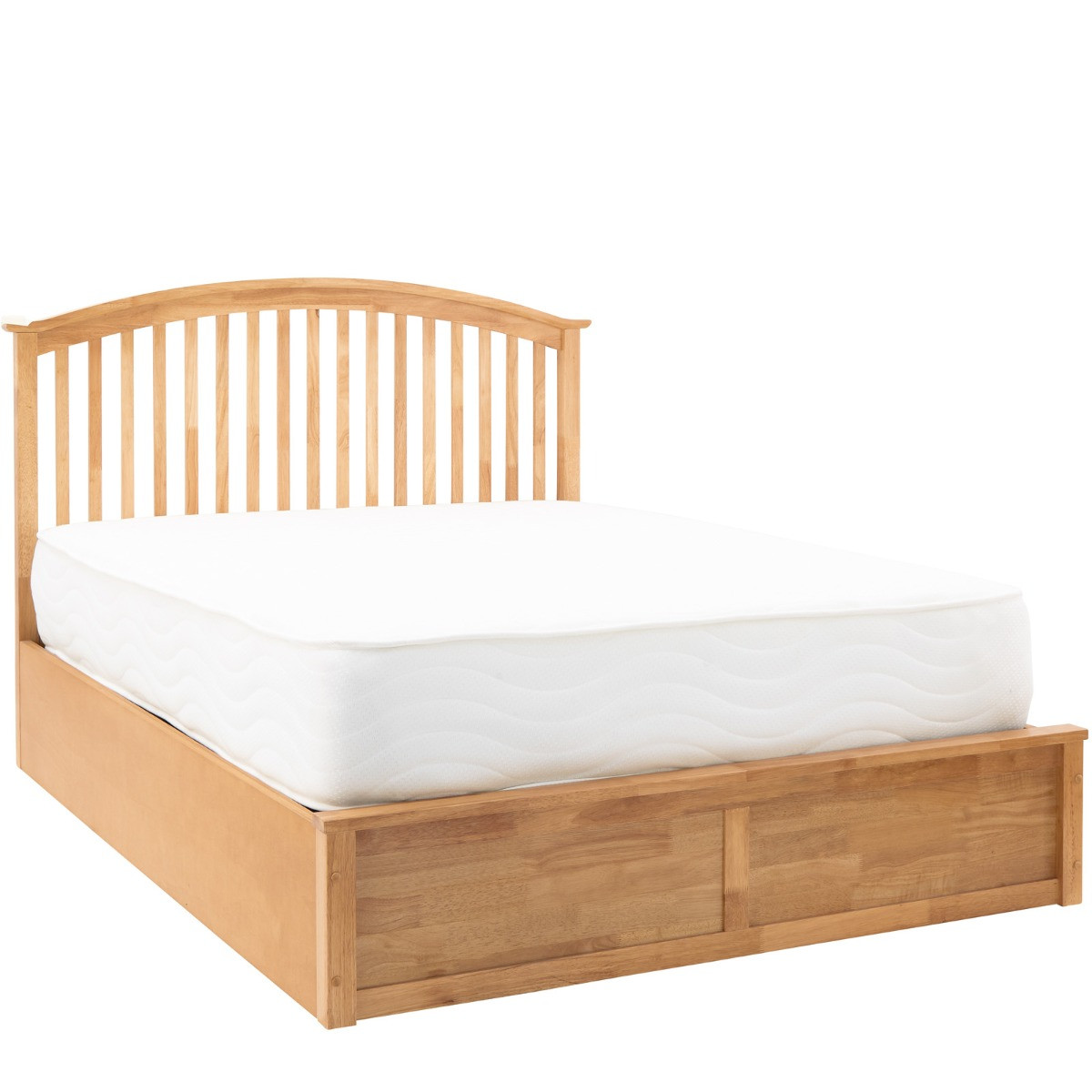 Madrid Wooden Ottoman Storage Bed, 4ft 6 Double - Oak>