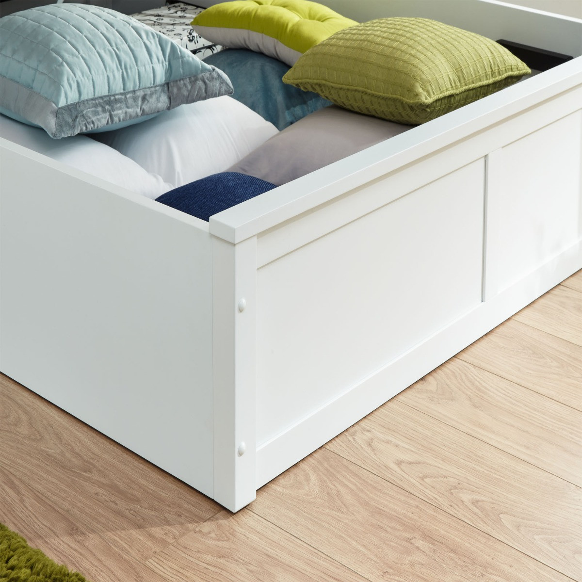 Madrid Wooden Ottoman Storage Bed - White>