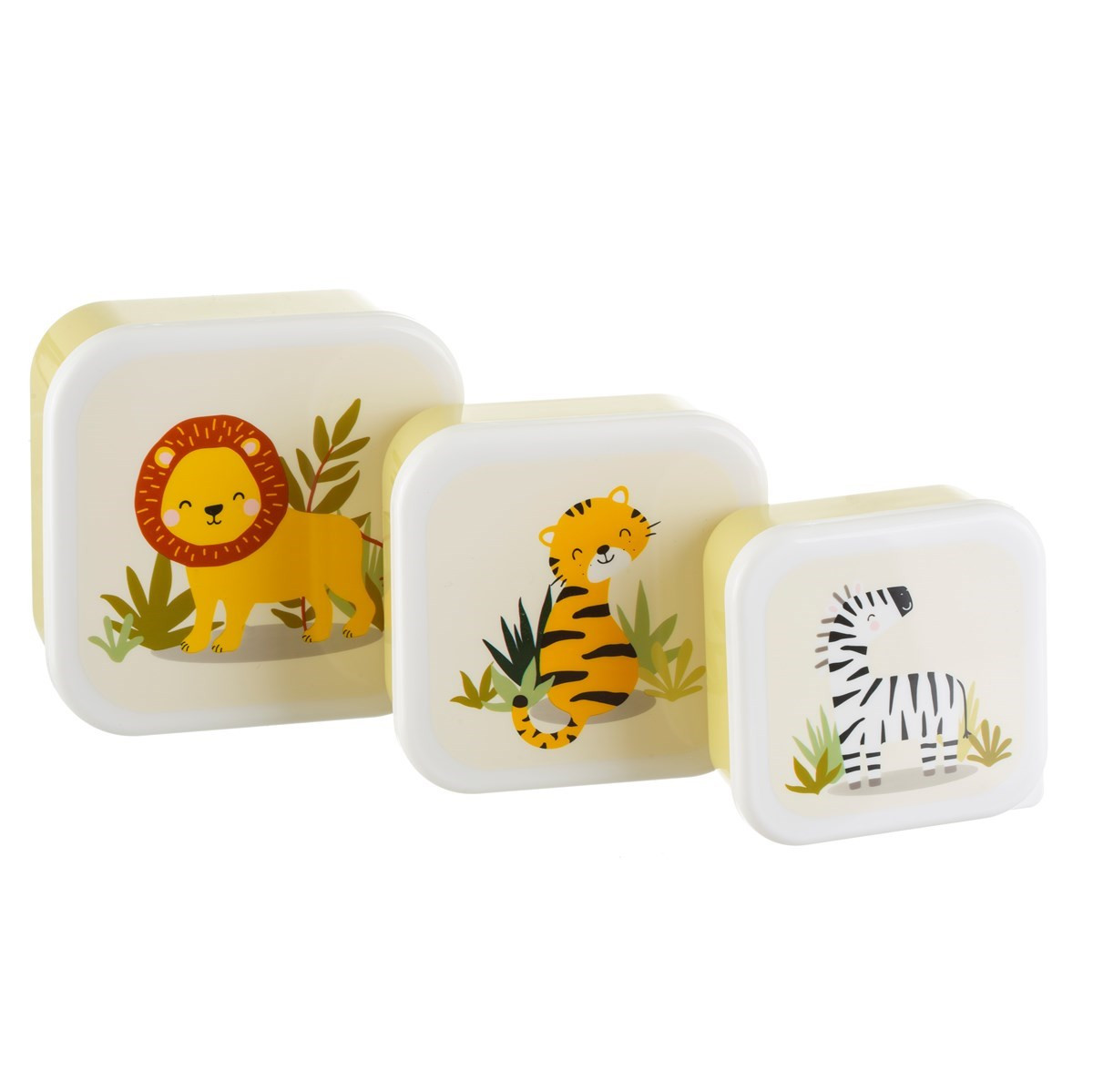 Sass & Belle Safari Lunch Boxes, Yellow - 3 Pack>