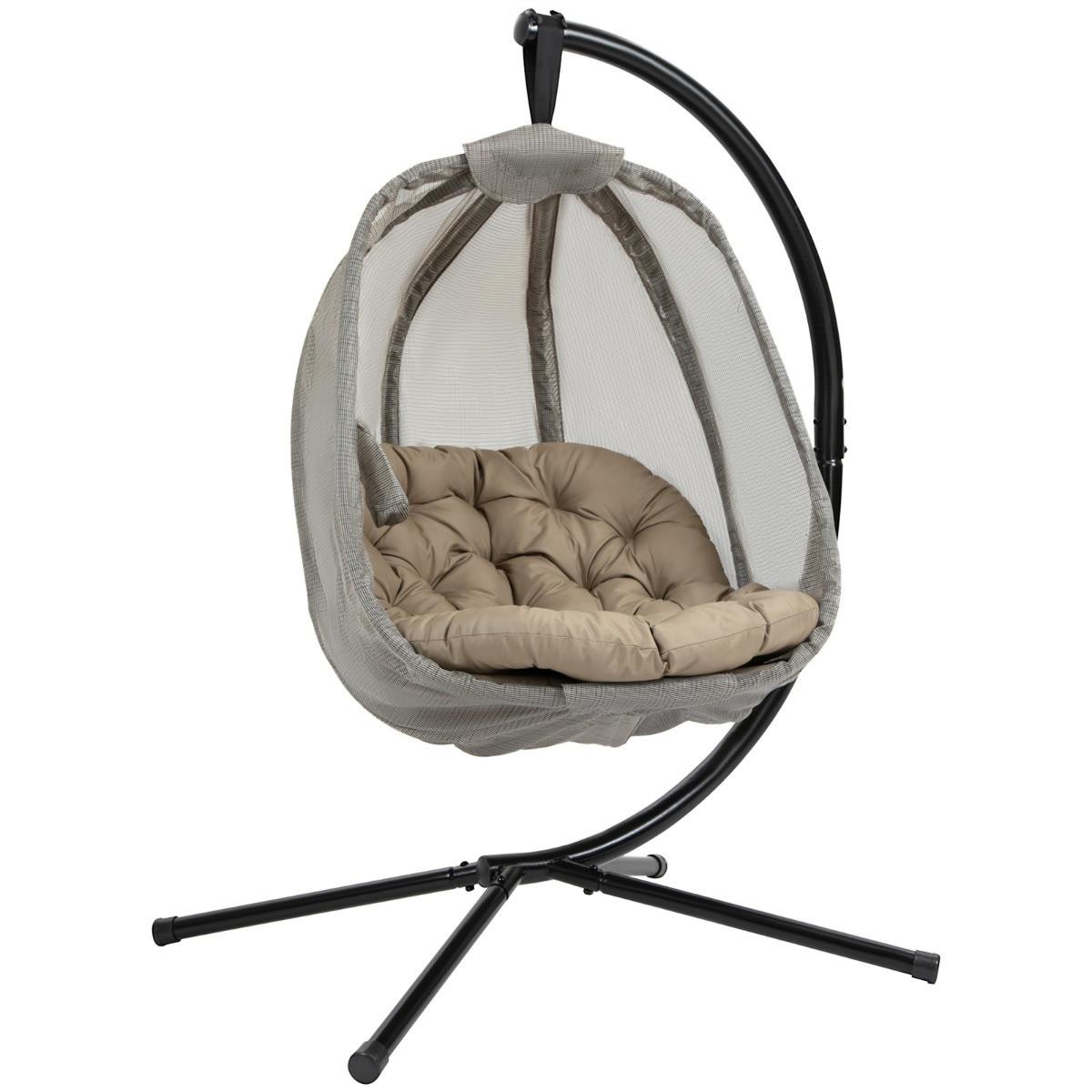 Outsunny Hanging Egg Chair Swing Hammock With Cushion - Khaki>