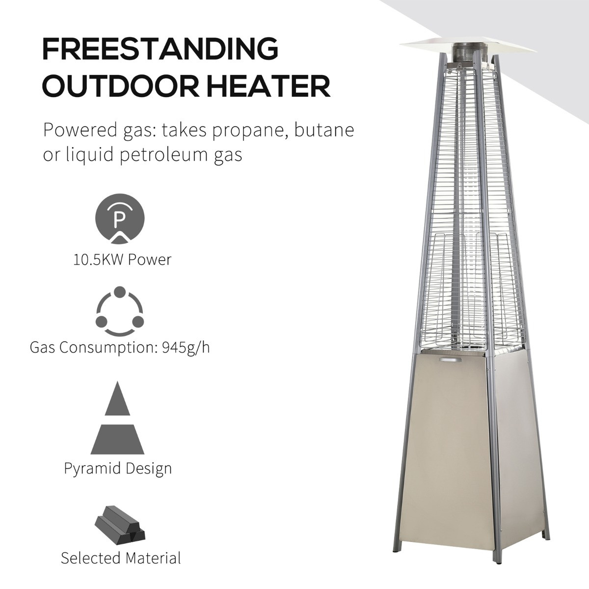 Outsunny Stainless Steel Outdoor Garden Patio Pyramid Heater>