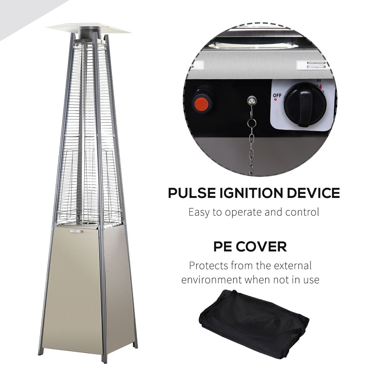 Outsunny Stainless Steel Outdoor Garden Patio Pyramid Heater>