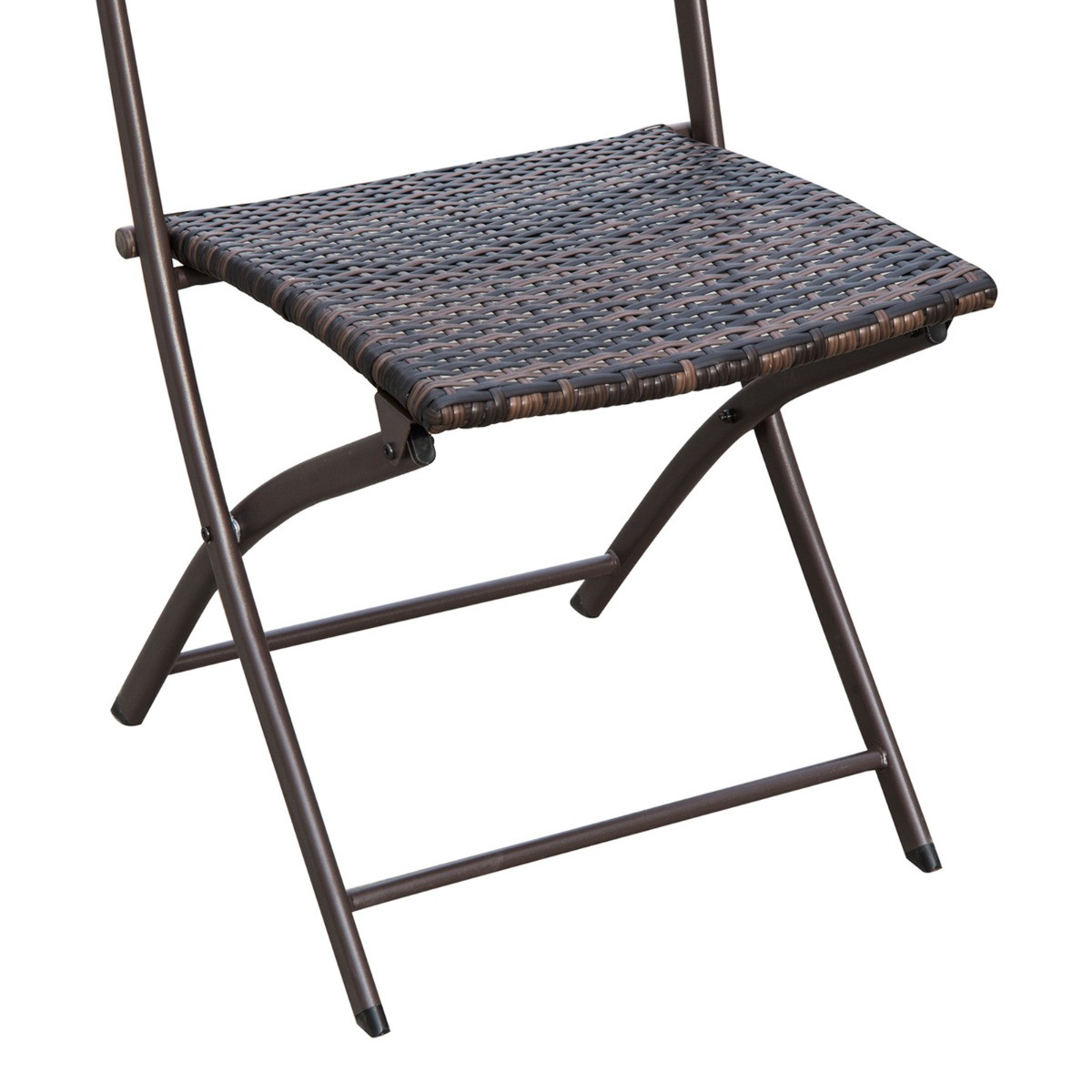 Outsunny Rattan Wicker Bistro Foldable Table Set, 3 Piece - Brown>