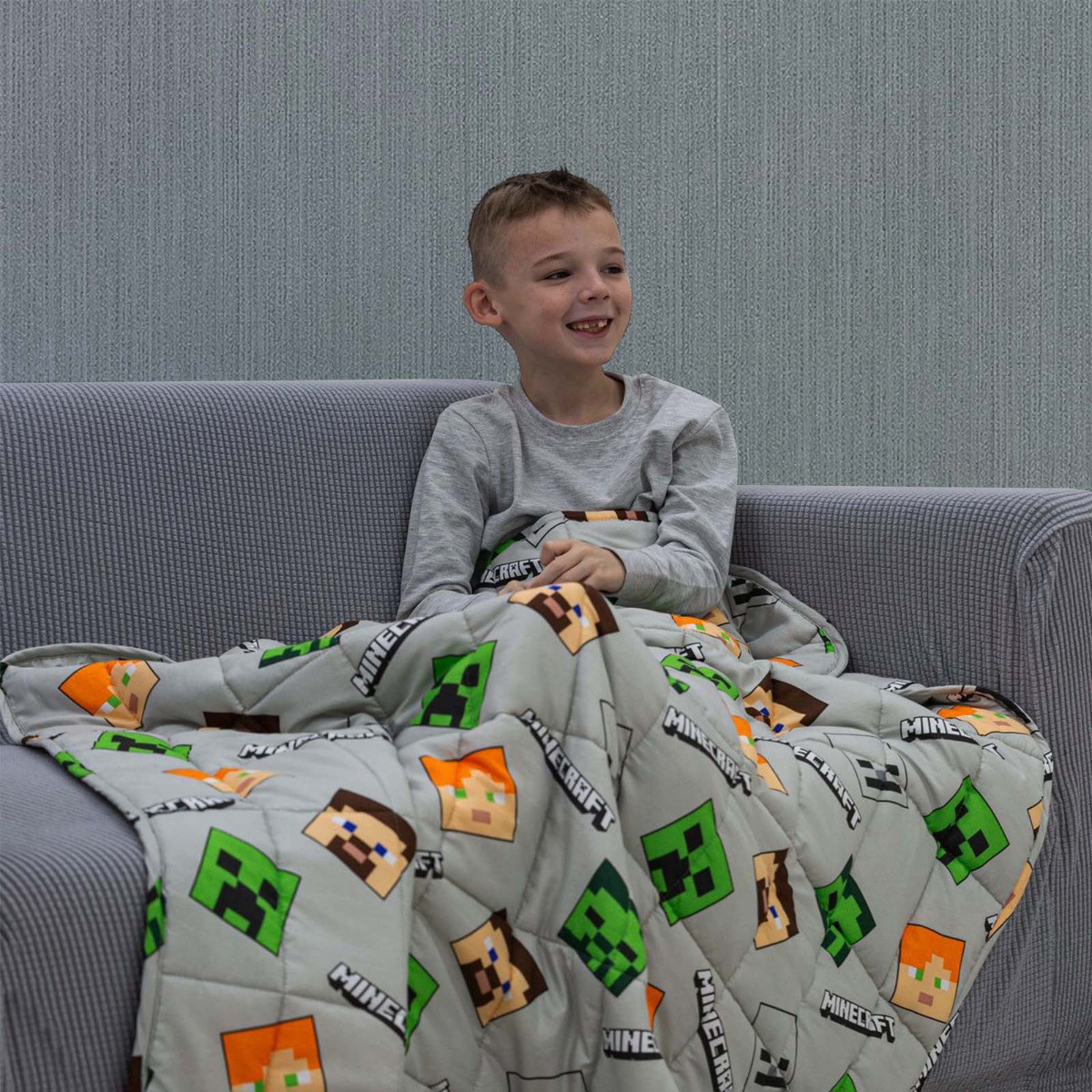 Minecraft Heads Weighted Blanket, Grey 3kg