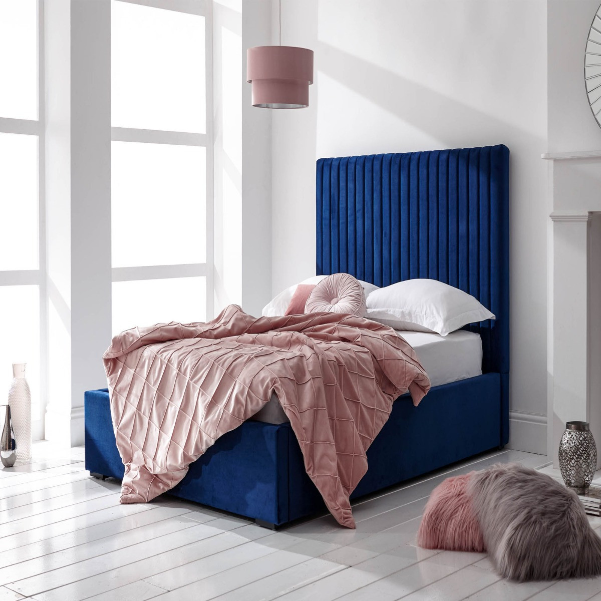 Milazzo Ottoman Storage Bed, 4ft 6 Double - Royal Blue>