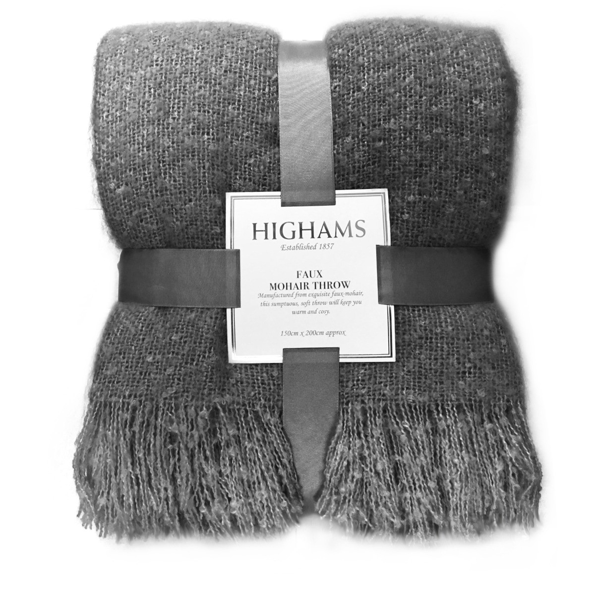 Highams Mohair Throw, Charcoal Grey - 150 x 200cm>