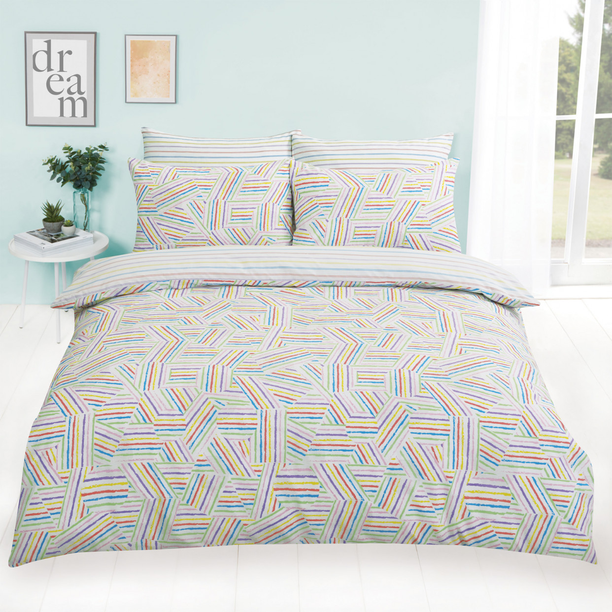 OHS Mosaic Rainbow Duvet Cover Set - Single>