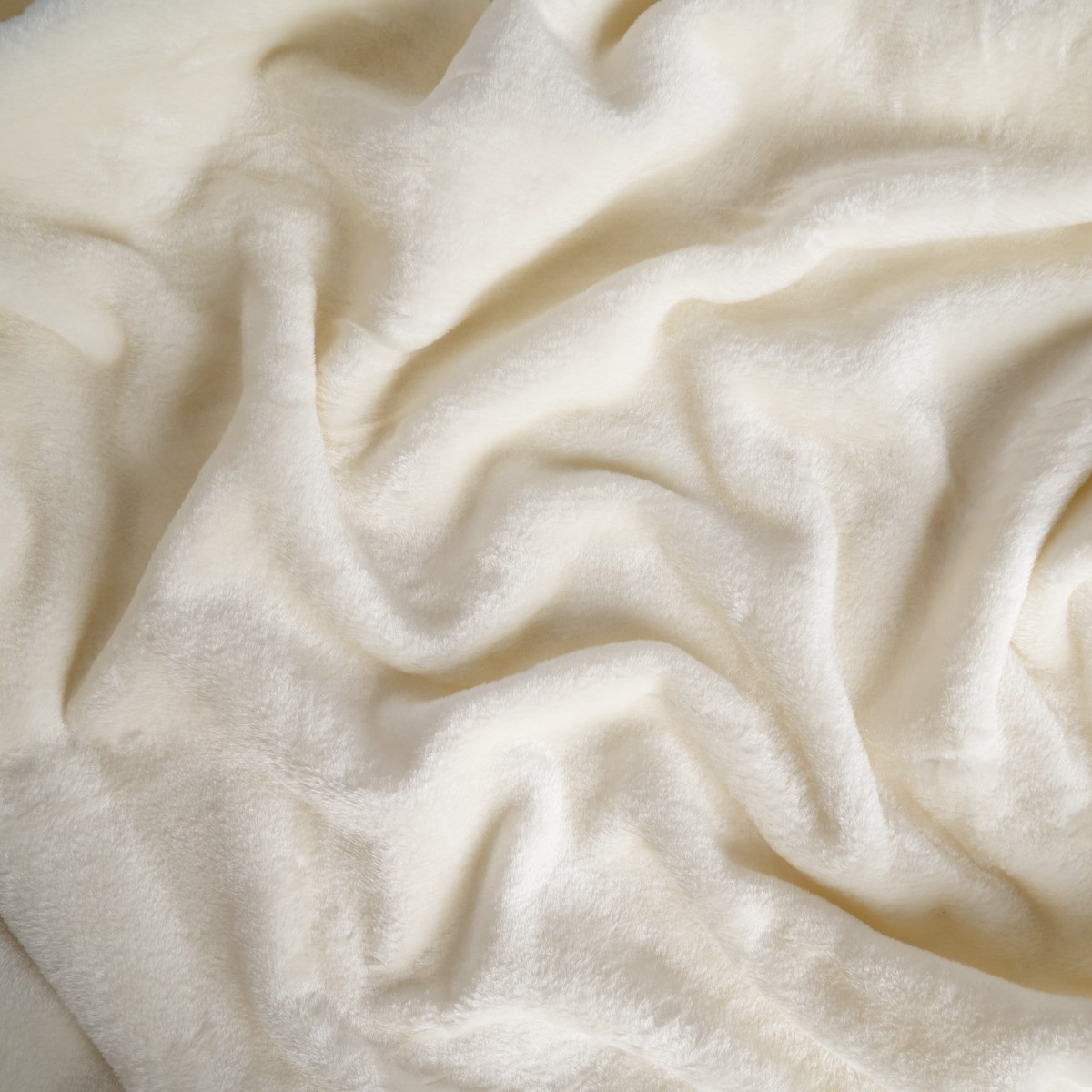 Luxury Faux Fur Mink Fleece Single Throw - Cream>