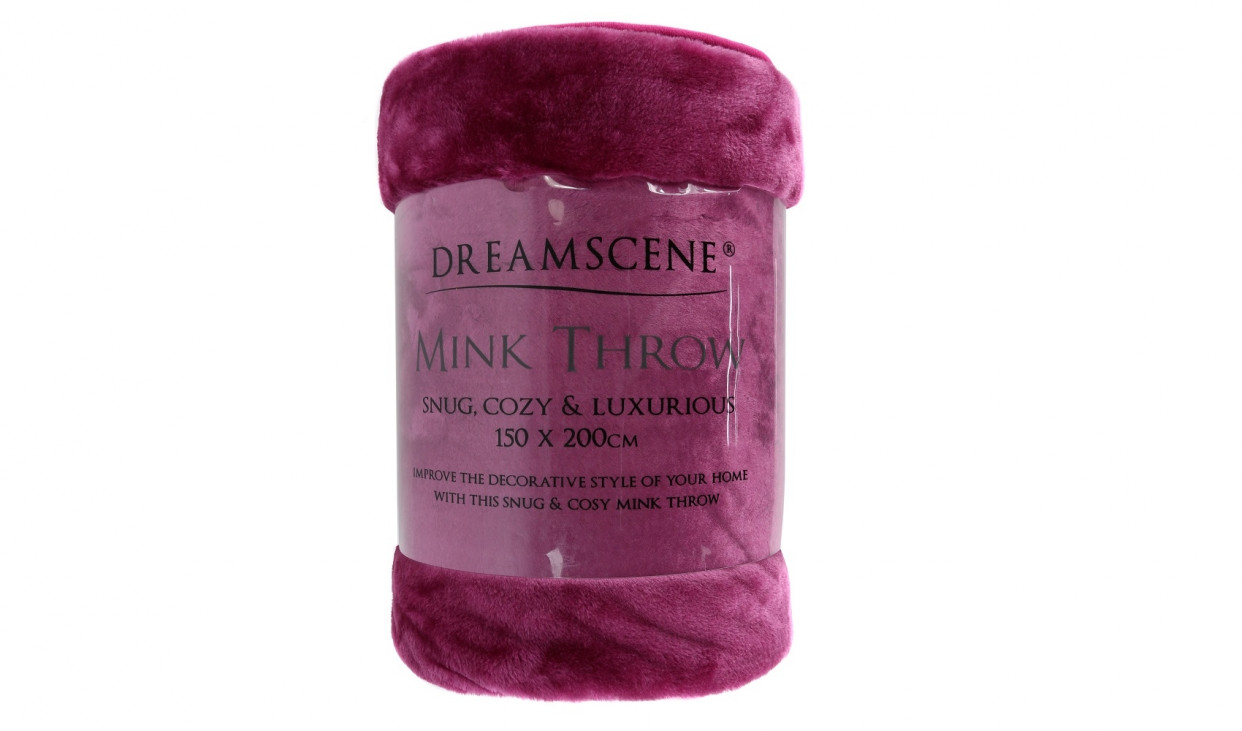 Faux Fur Mink Throw - Pink>