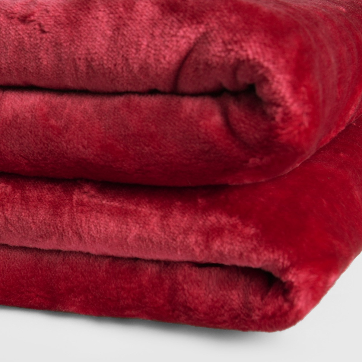 Luxury Faux Fur Mink Fleece Single Throw - Red>