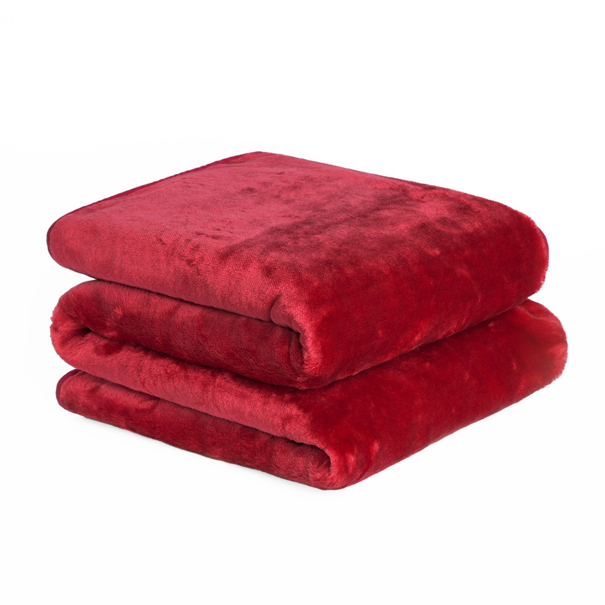 Luxury Faux Fur Mink Fleece Single Throw - Red>