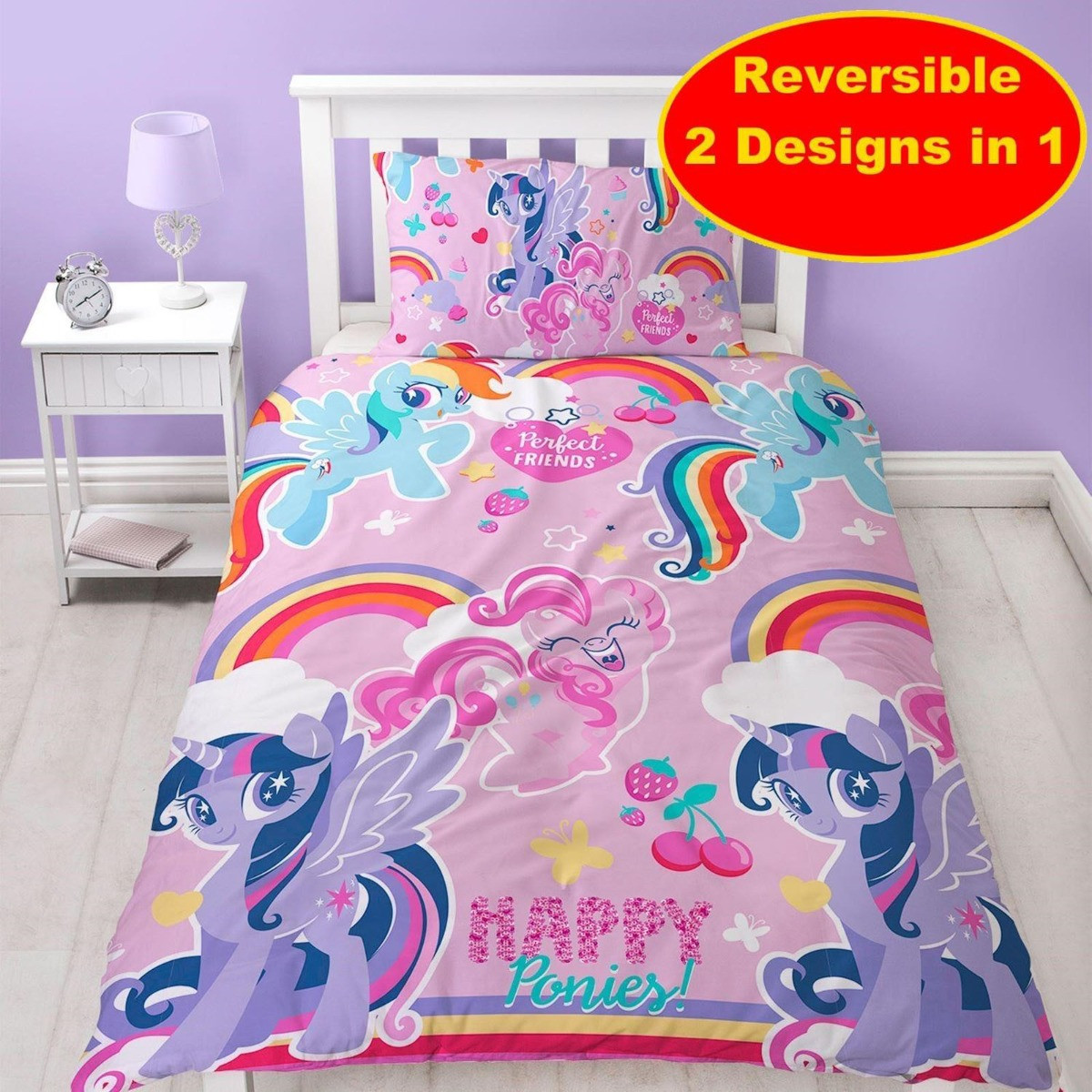 My little Pony Reversible Duvet Set , Pink - Single>