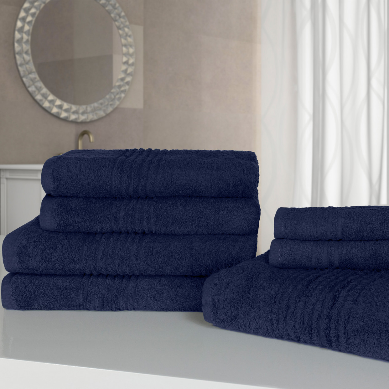 7 Piece Towel Bale Set 550 GSM - 100% Cotton - Navy>