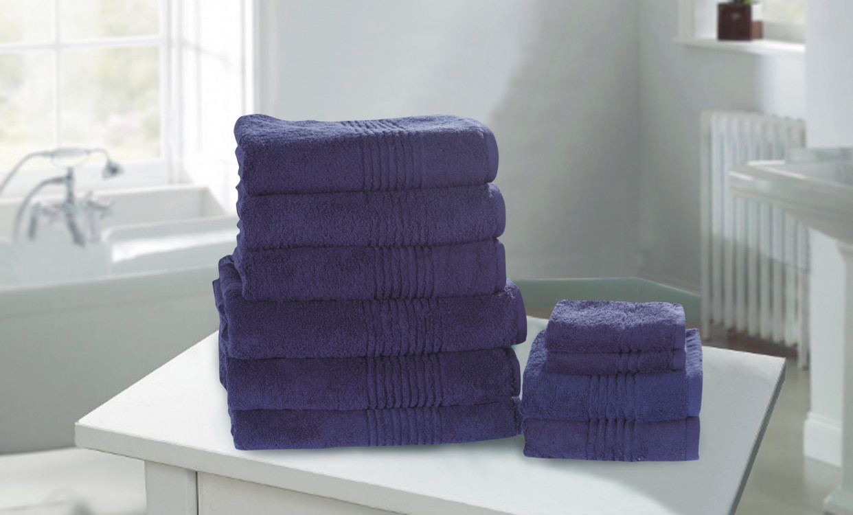 Highams 10 Piece Towel Bale Cotton 550GSM - Navy Blue>
