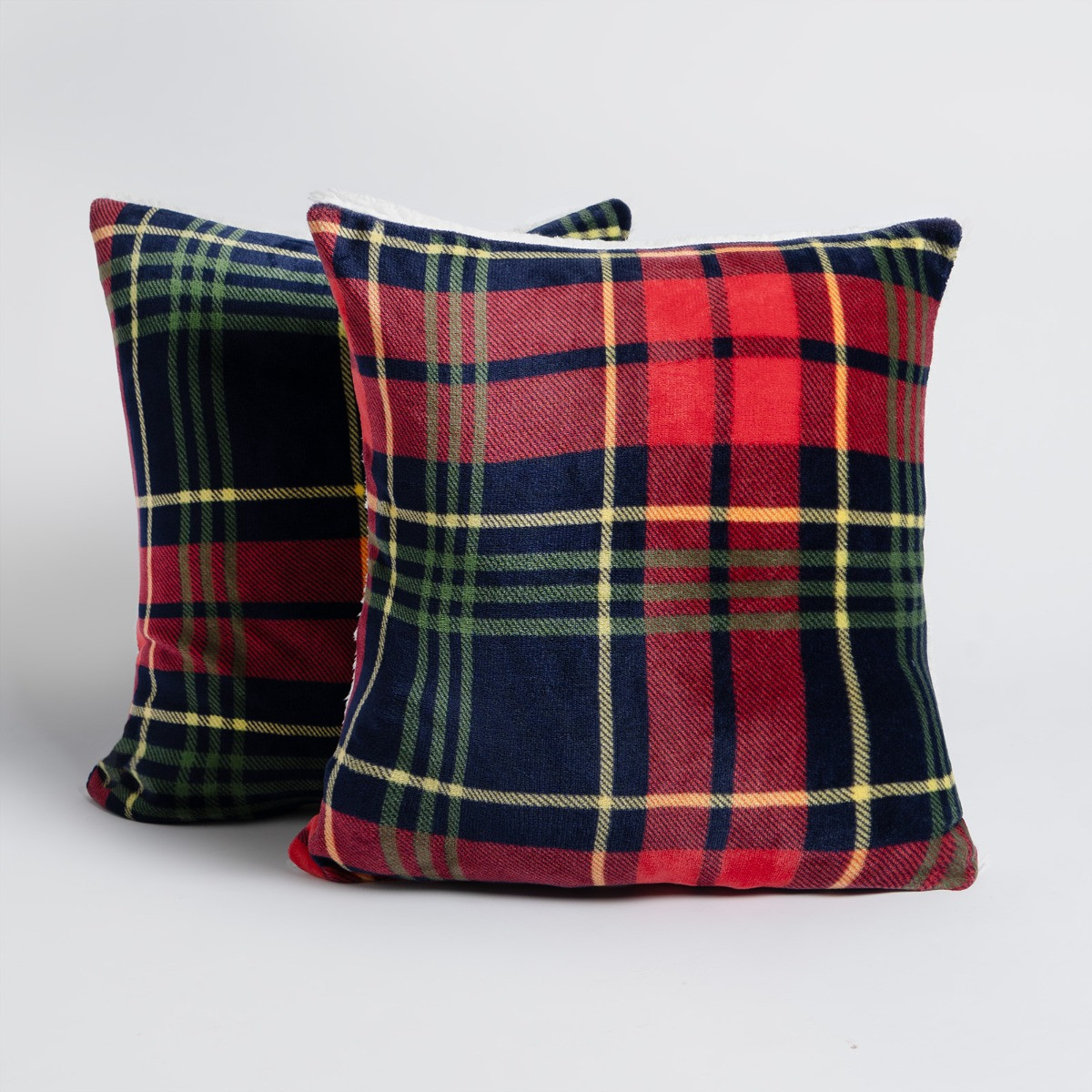 OHS Oxford Flannel Check Cushion Covers - Navy/Red>