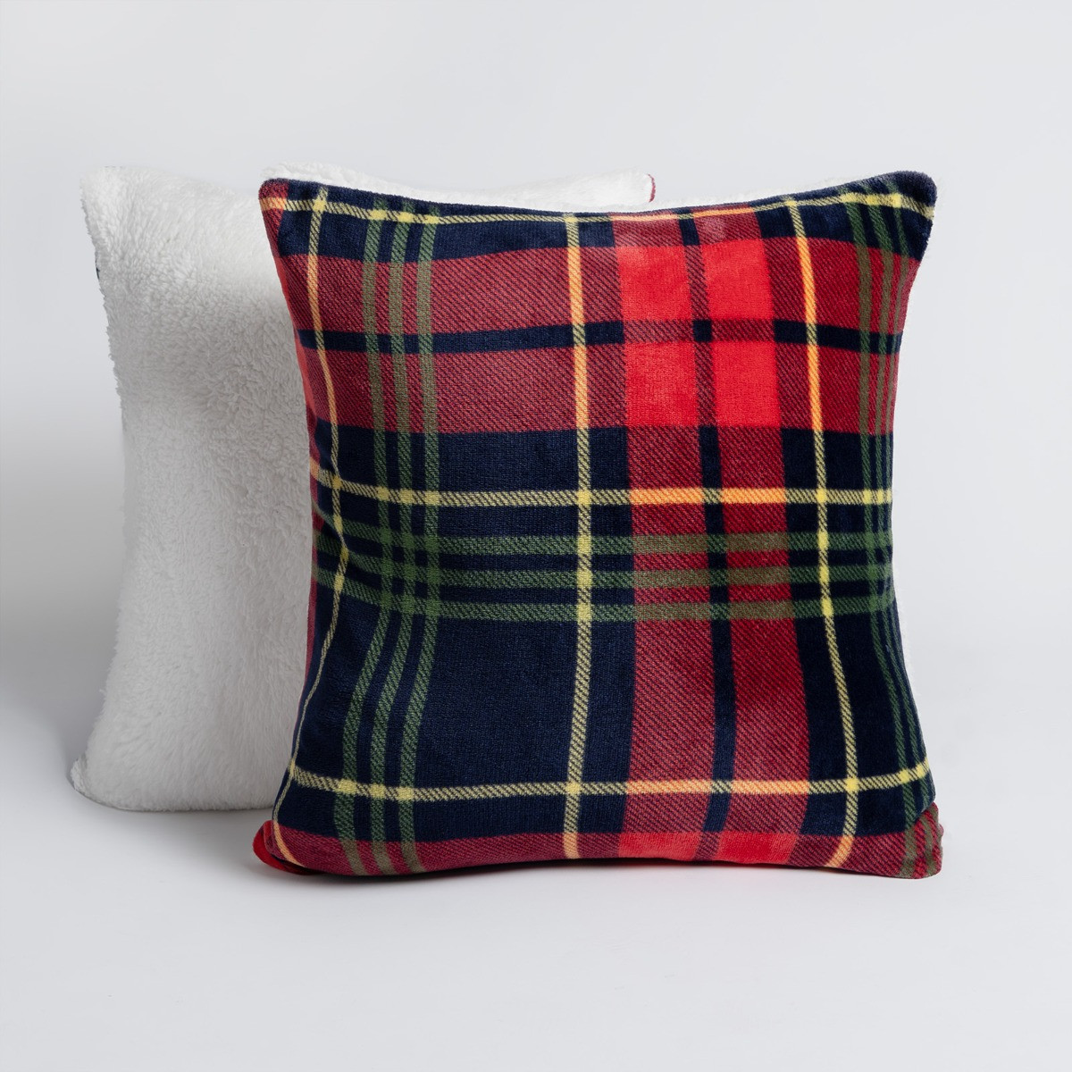 OHS Oxford Flannel Check Cushion Covers - Navy/Red>